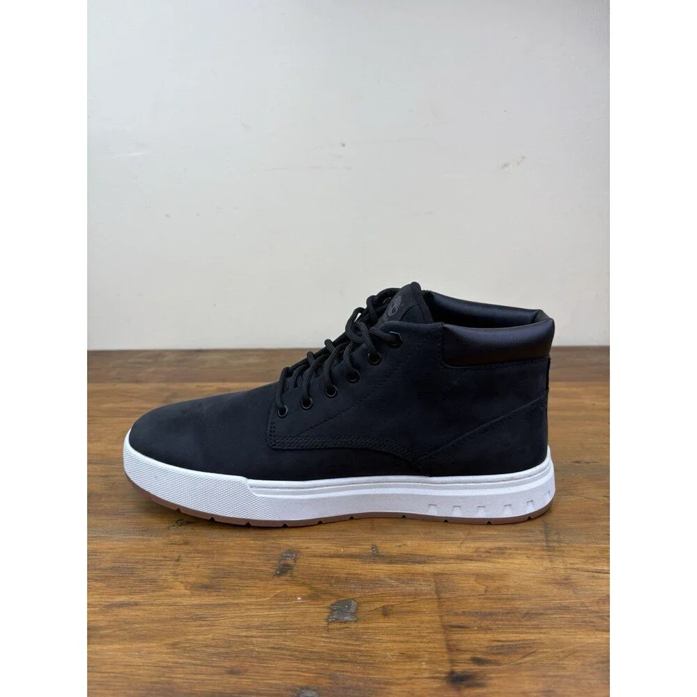 Timberland Maple Grove Chukka Boots Mens 9 Black Nubuck Leather Sneaker A5PSG